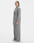 SKY BLUE DOUBLE-BRESTED JACKET IN CHECKS