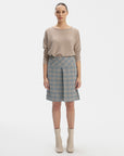 ABOVE-THE-KNEE LENGTH SKY BLUE SKIRT IN CHECKS