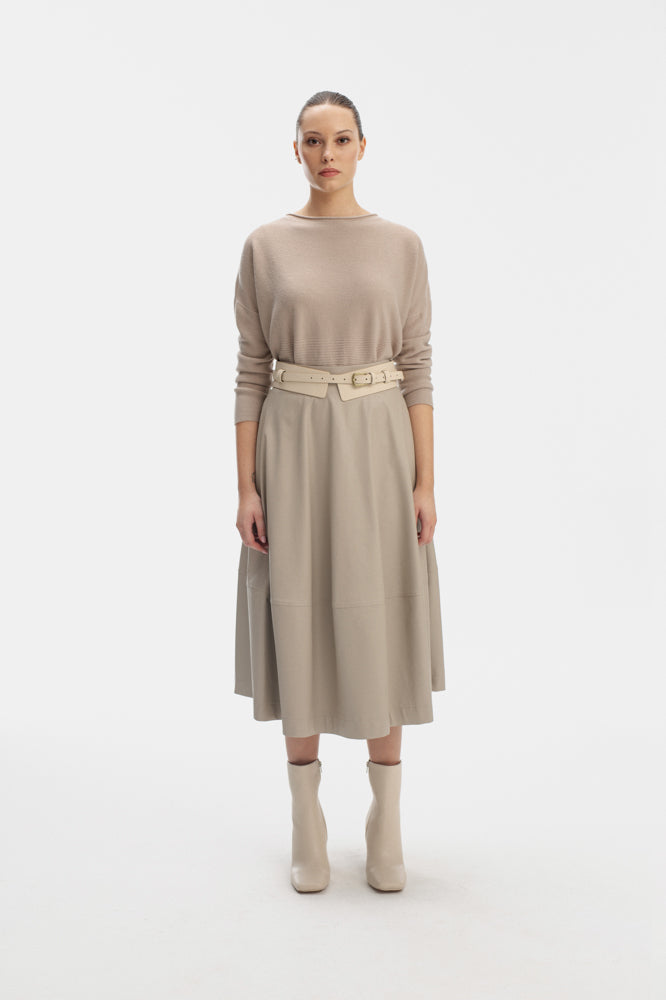 MID-CALF LENGTH SAND SKIRT