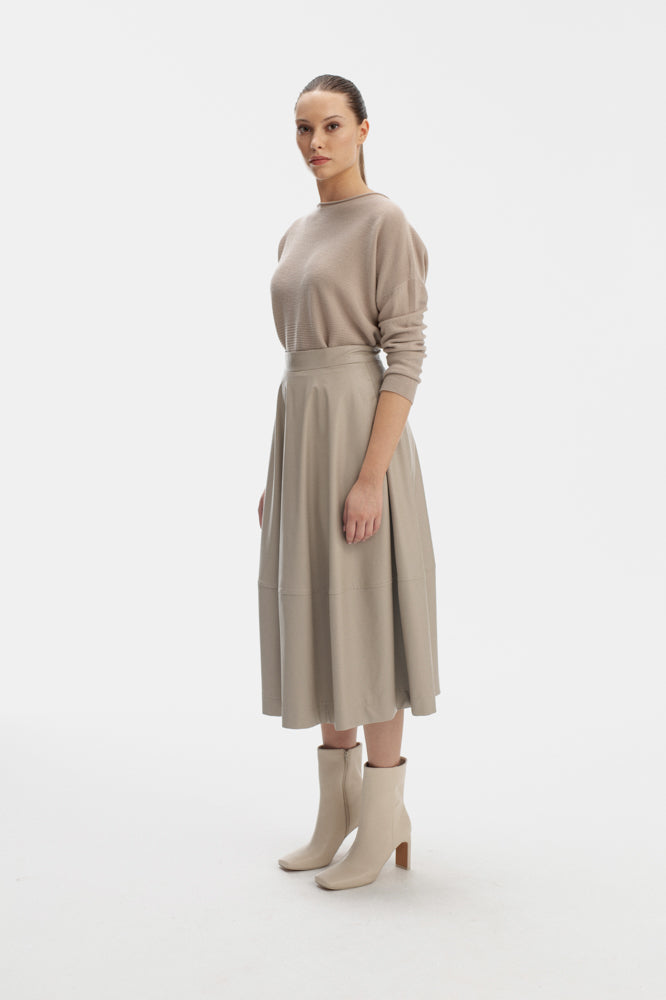 MID-CALF LENGTH SAND SKIRT