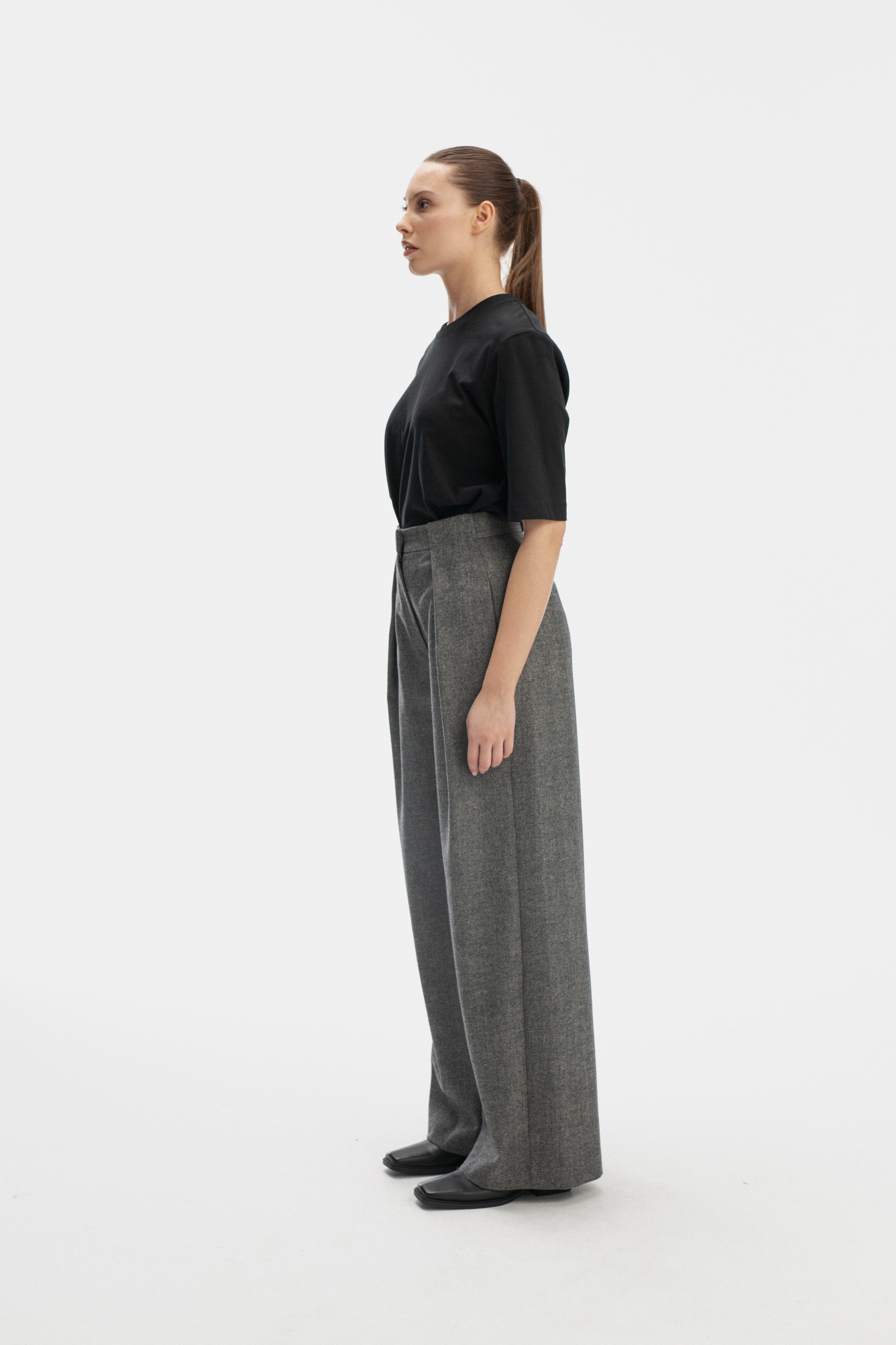 WIDE LEG GREY TROUSERS