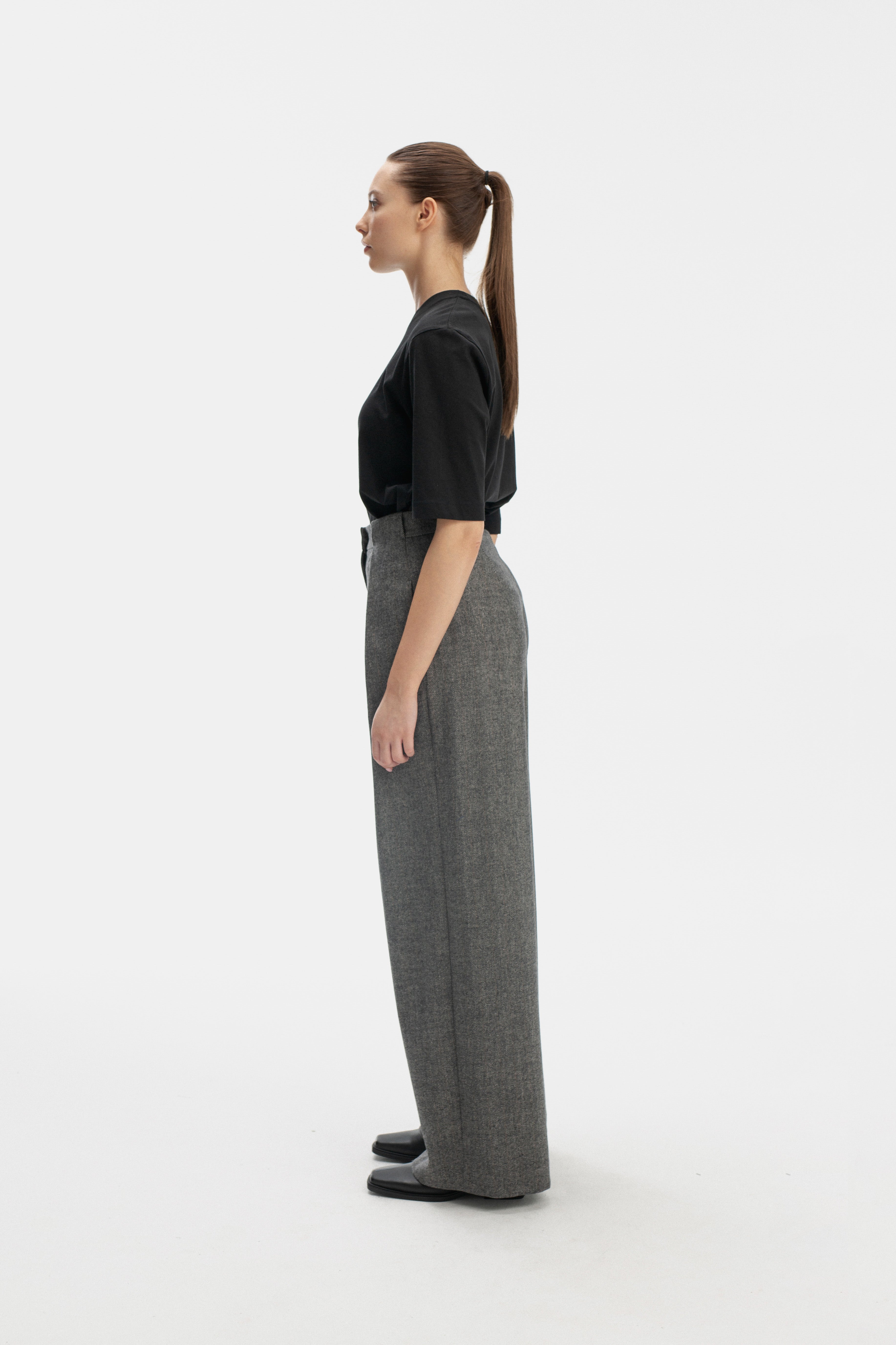 WIDE LEG GREY TROUSERS