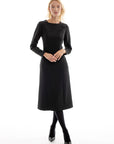 MIDI BLACK DRESS WITH LONG SLEEVES