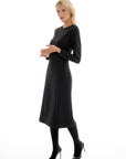 MIDI BLACK DRESS WITH LONG SLEEVES