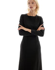 MIDI BLACK DRESS WITH LONG SLEEVES