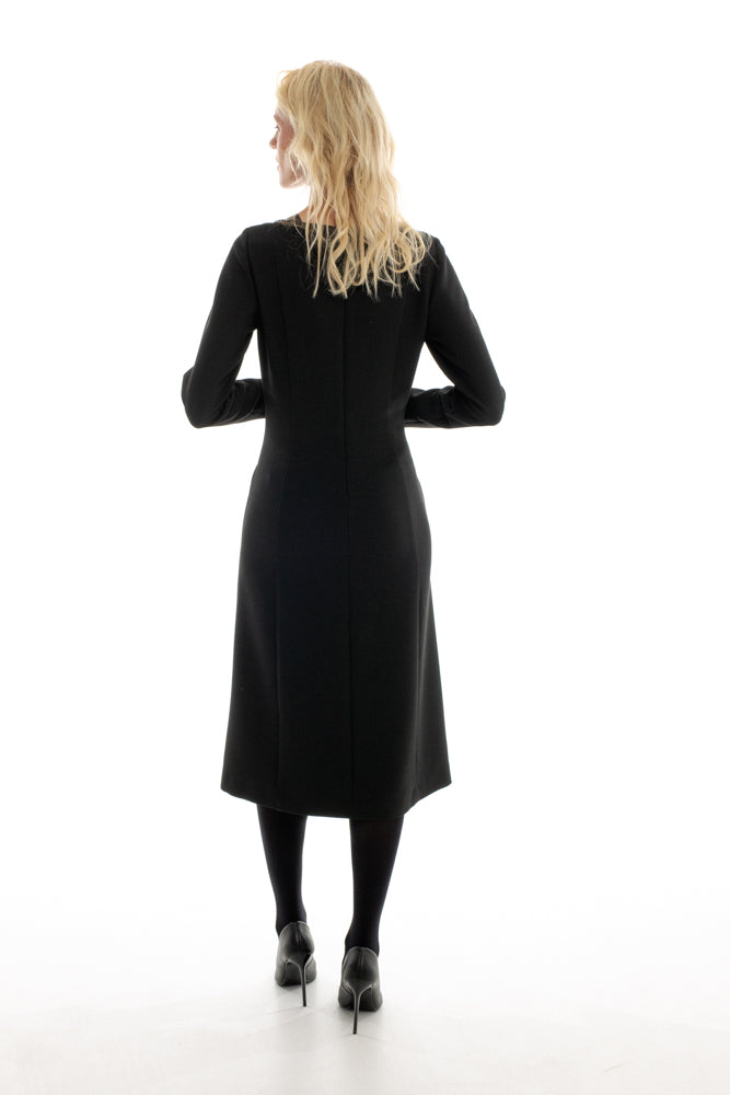 MIDI BLACK DRESS WITH LONG SLEEVES