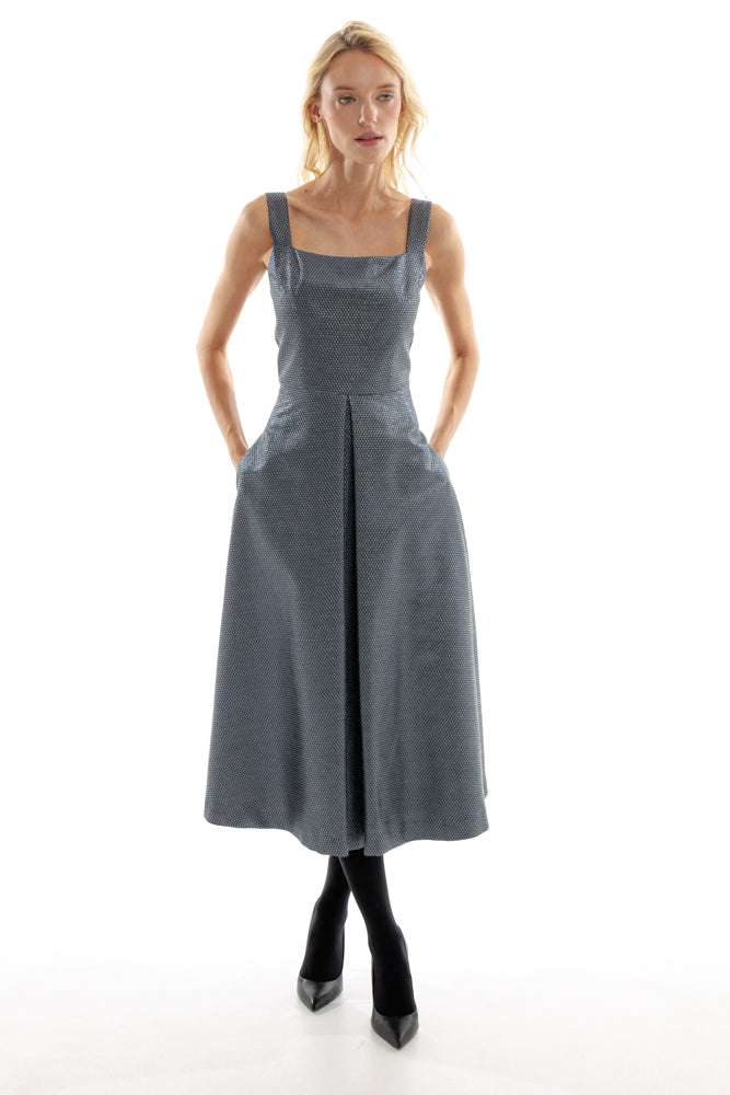 MIDI SHINY DRESS WITH POCKETS
