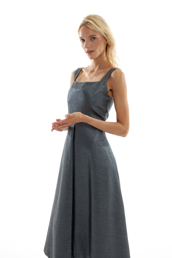 MIDI SHINY DRESS WITH POCKETS