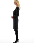 FITTED BLACK DRESS WITH LONG SLEEVES