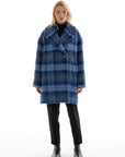 OVERSIZED BLUE CHECKED COAT WITH MEIDA