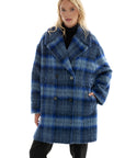 OVERSIZED BLUE CHECKED COAT WITH MEIDA