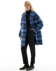 OVERSIZED BLUE CHECKED COAT WITH MEIDA