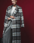 CHECKED MAXI COAT WITH MEIDA PADDING