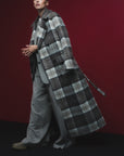 CHECKED MAXI COAT WITH MEIDA PADDING