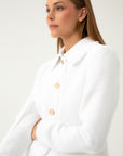 WAFFLE-TEXTURE SHORT WHITE JACKET