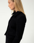 WAFFLE-TEXTURE SHORT BLACK JACKET