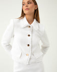 WAFFLE-TEXTURE SHORT WHITE JACKET