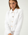 WAFFLE-TEXTURE SHORT WHITE JACKET