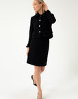 WAFFLE-TEXTURE SHORT BLACK JACKET