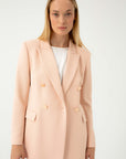 DOUBLE-BREASTED PEACH FITTED JACKET