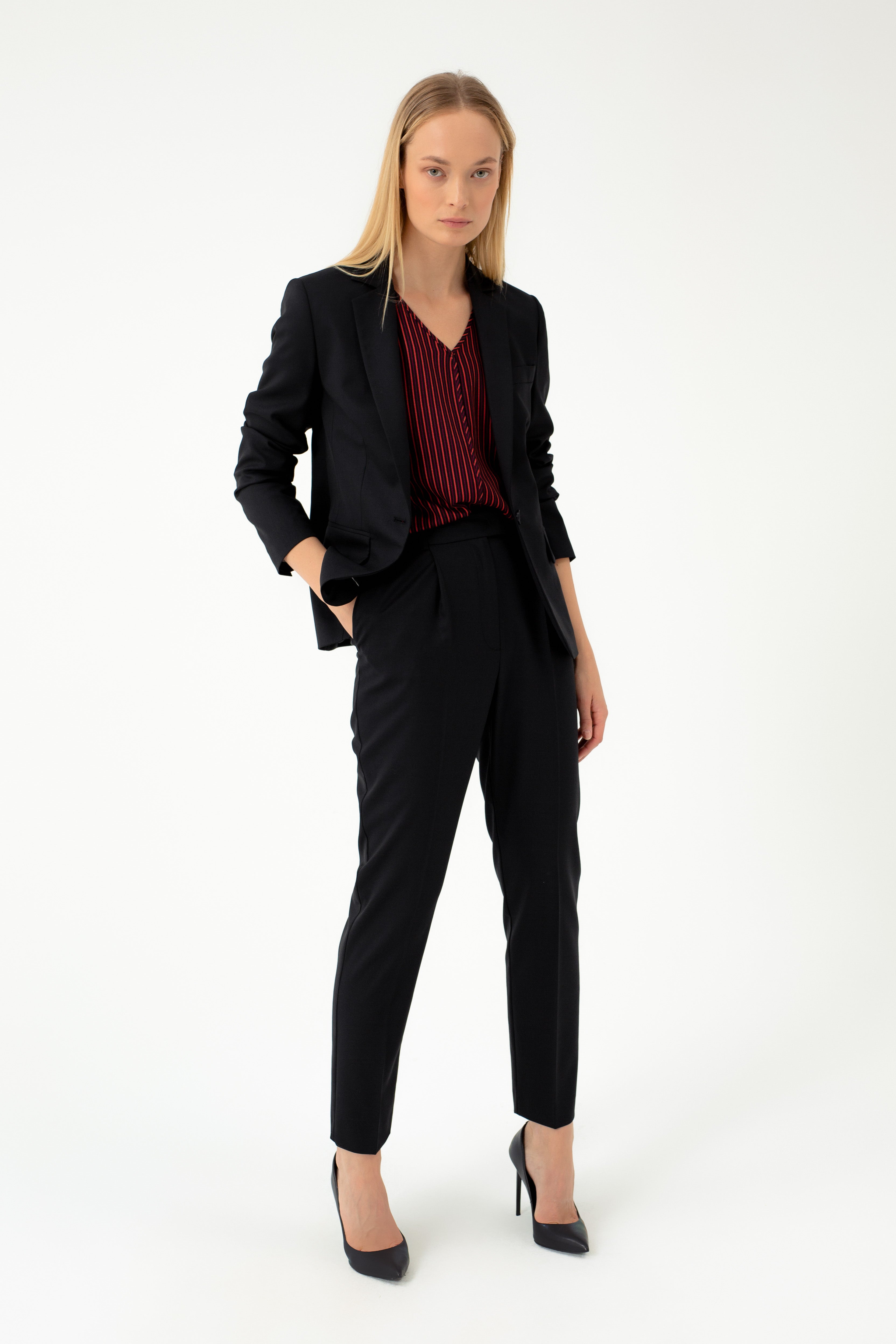 TAPERED SUIT BLACK TROUSERS