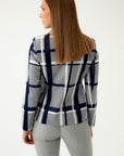 BLUE SHADE CHECKED DOUBLE-BREASTED JACKET