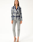 BLUE SHADE CHECKED DOUBLE-BREASTED JACKET