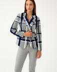 BLUE SHADE CHECKED DOUBLE-BREASTED JACKET