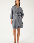 NAVY MELANGE OVERSIZED JACKET WITH LINEN