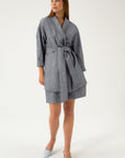 NAVY MELANGE OVERSIZED JACKET WITH LINEN