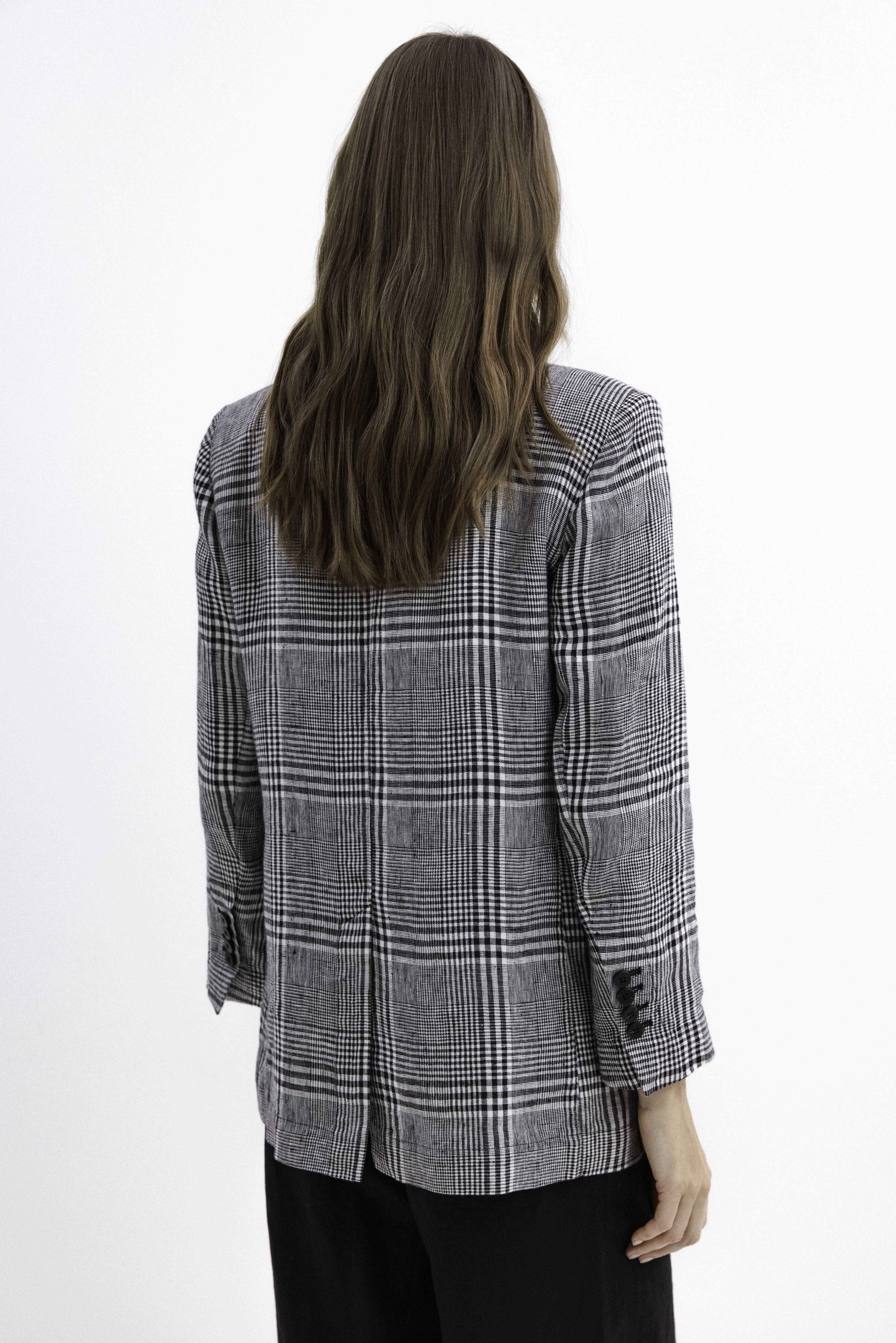 UNLINED LINEN CHECKERED JACKET