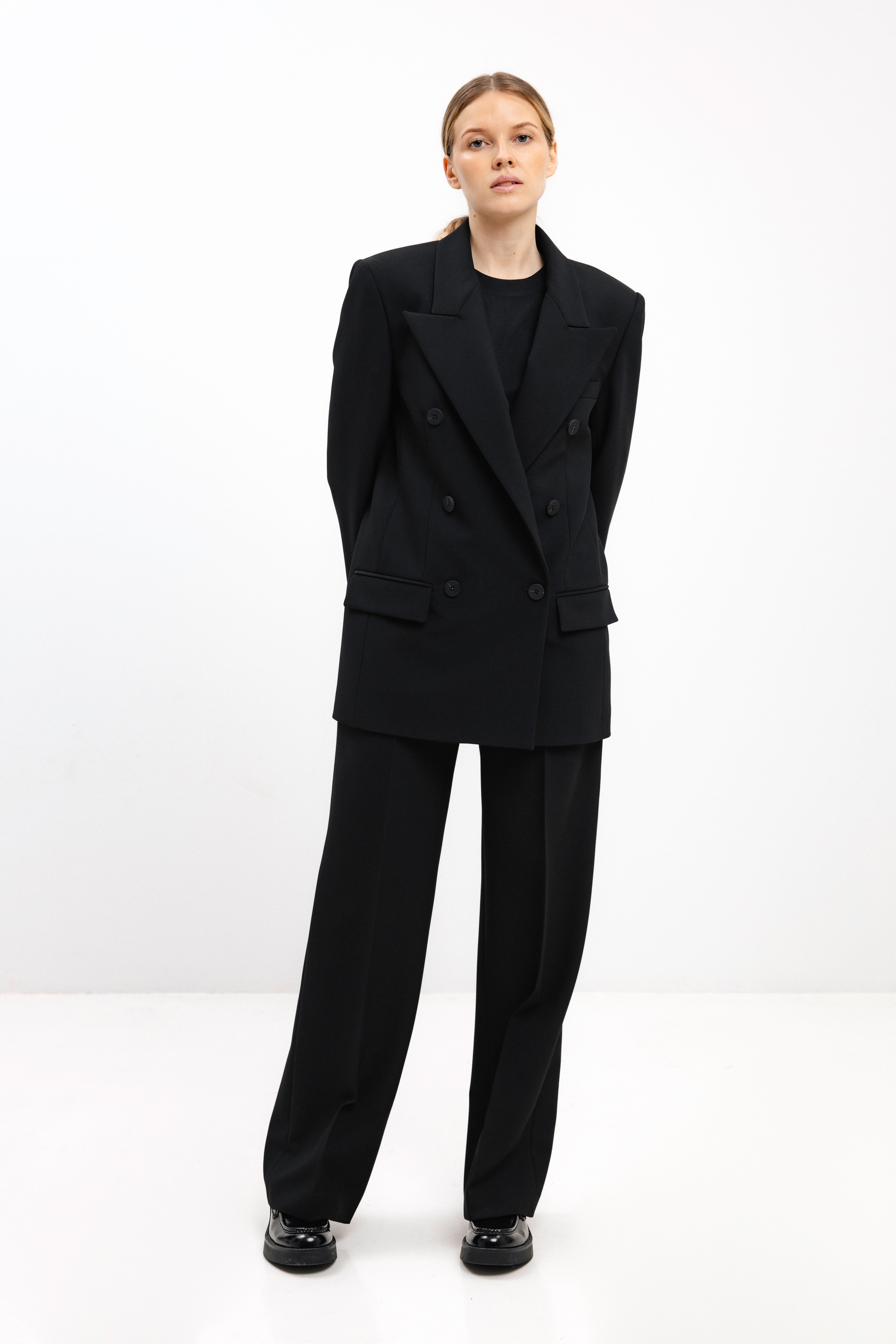 DOUBLE-BREASTED BLACK BLAZER