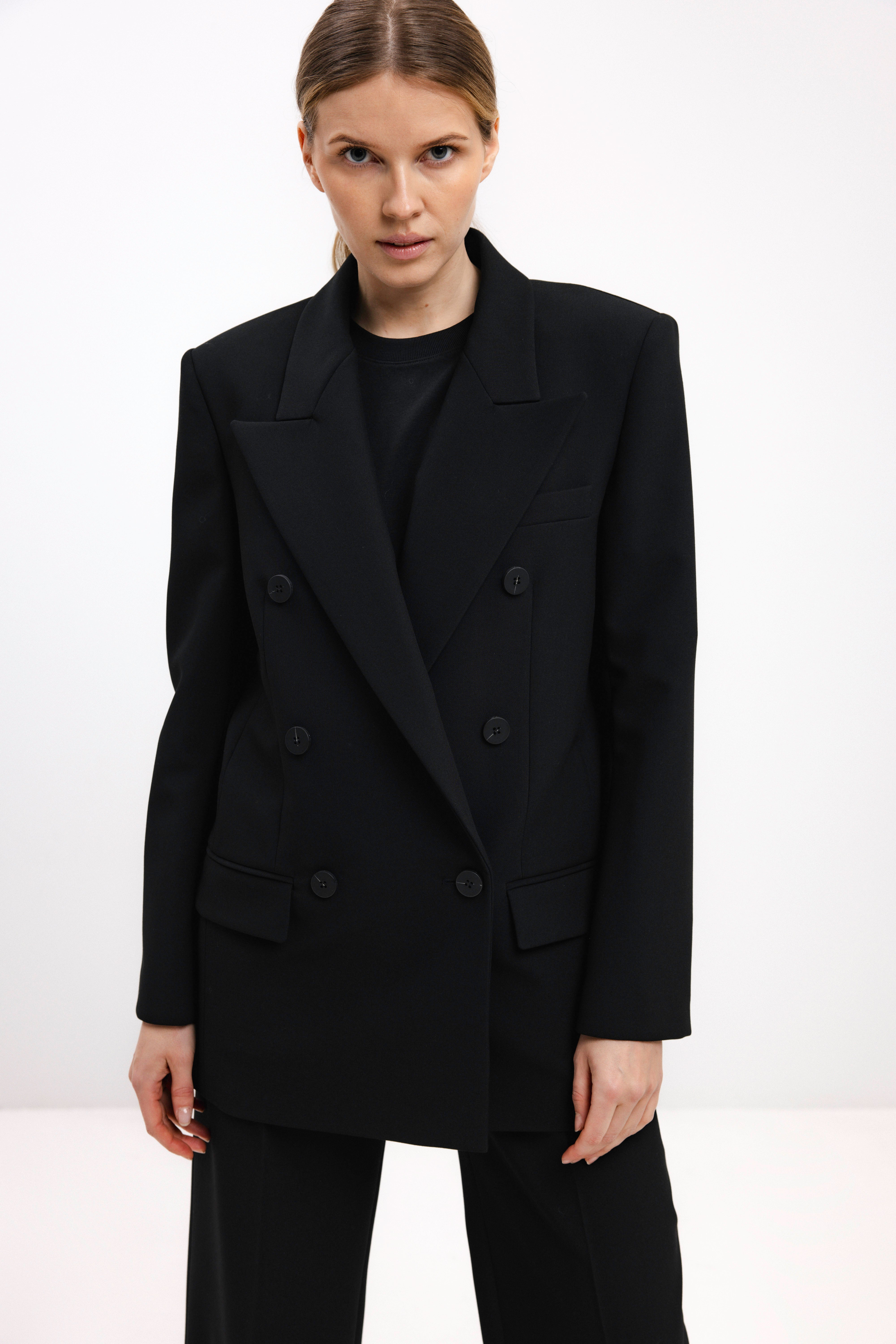 DOUBLE-BREASTED BLACK BLAZER