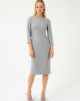 FITTED MIDI LENGTH GREY DRESS