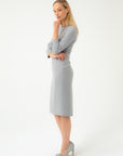 FITTED MIDI LENGTH GREY DRESS