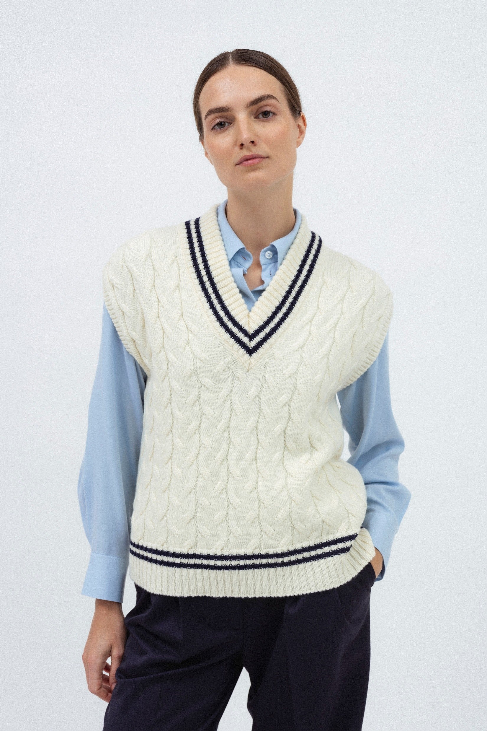 MILK MERINO WOOL KNIT VEST