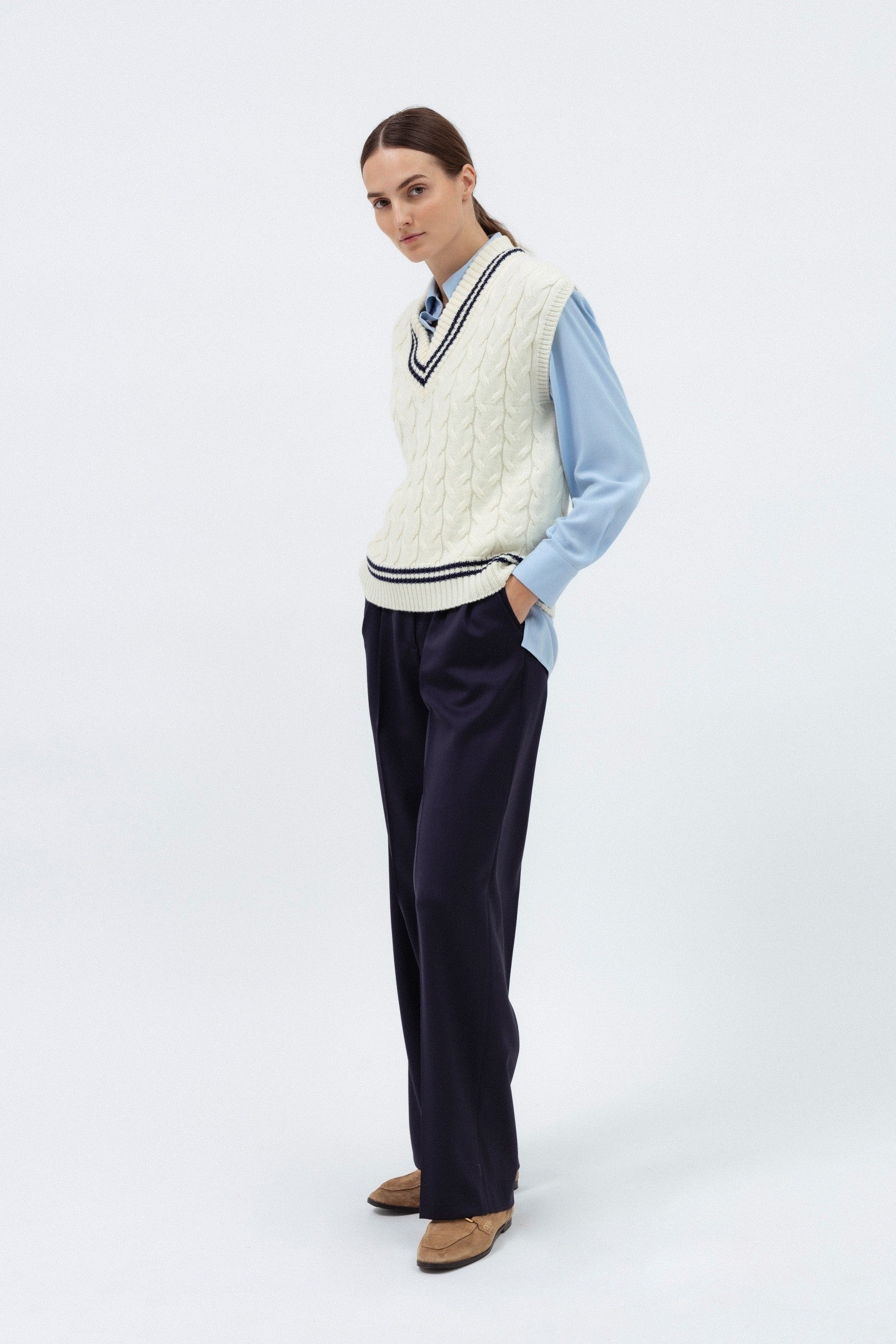 MILK MERINO WOOL KNIT VEST