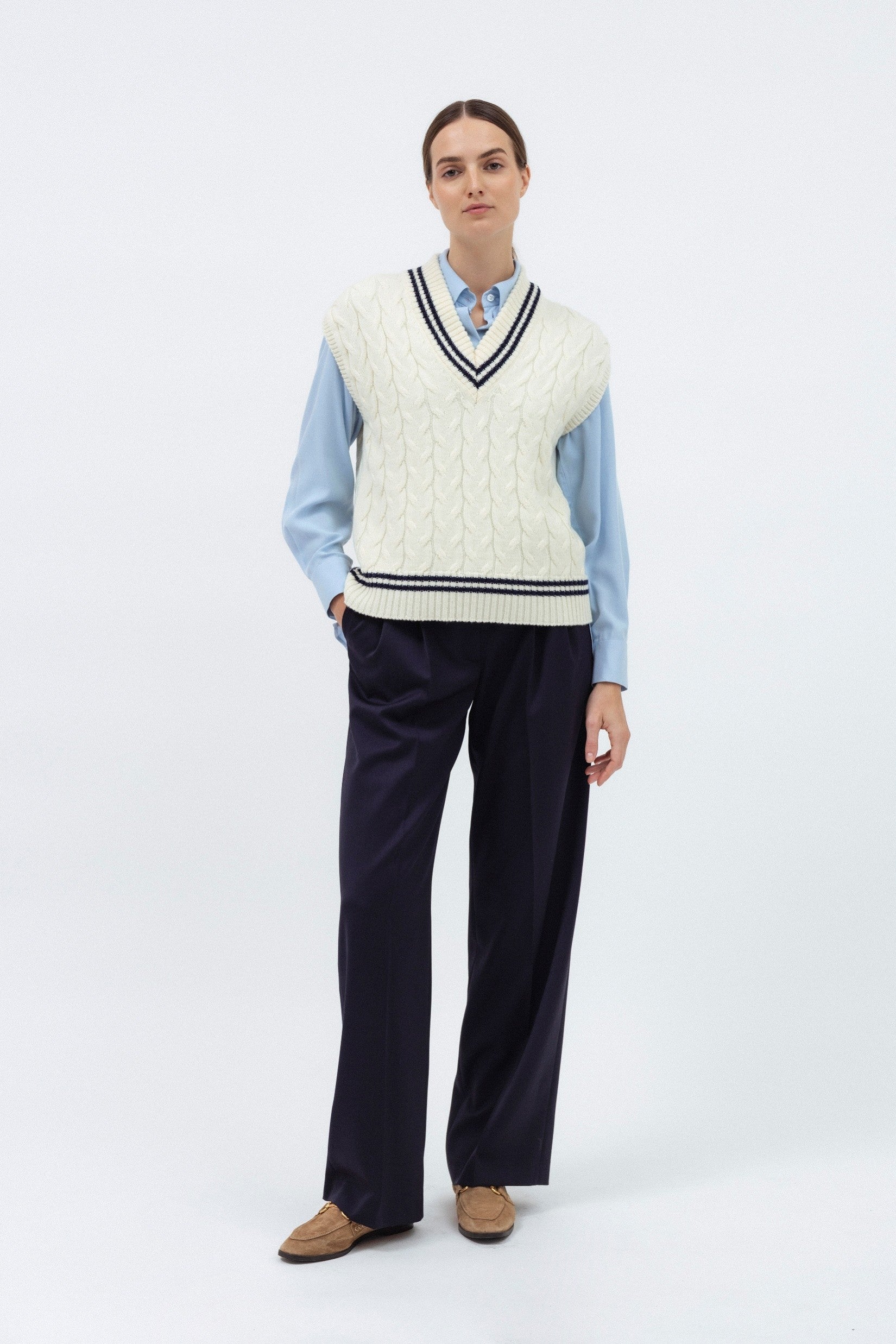 MILK MERINO WOOL KNIT VEST
