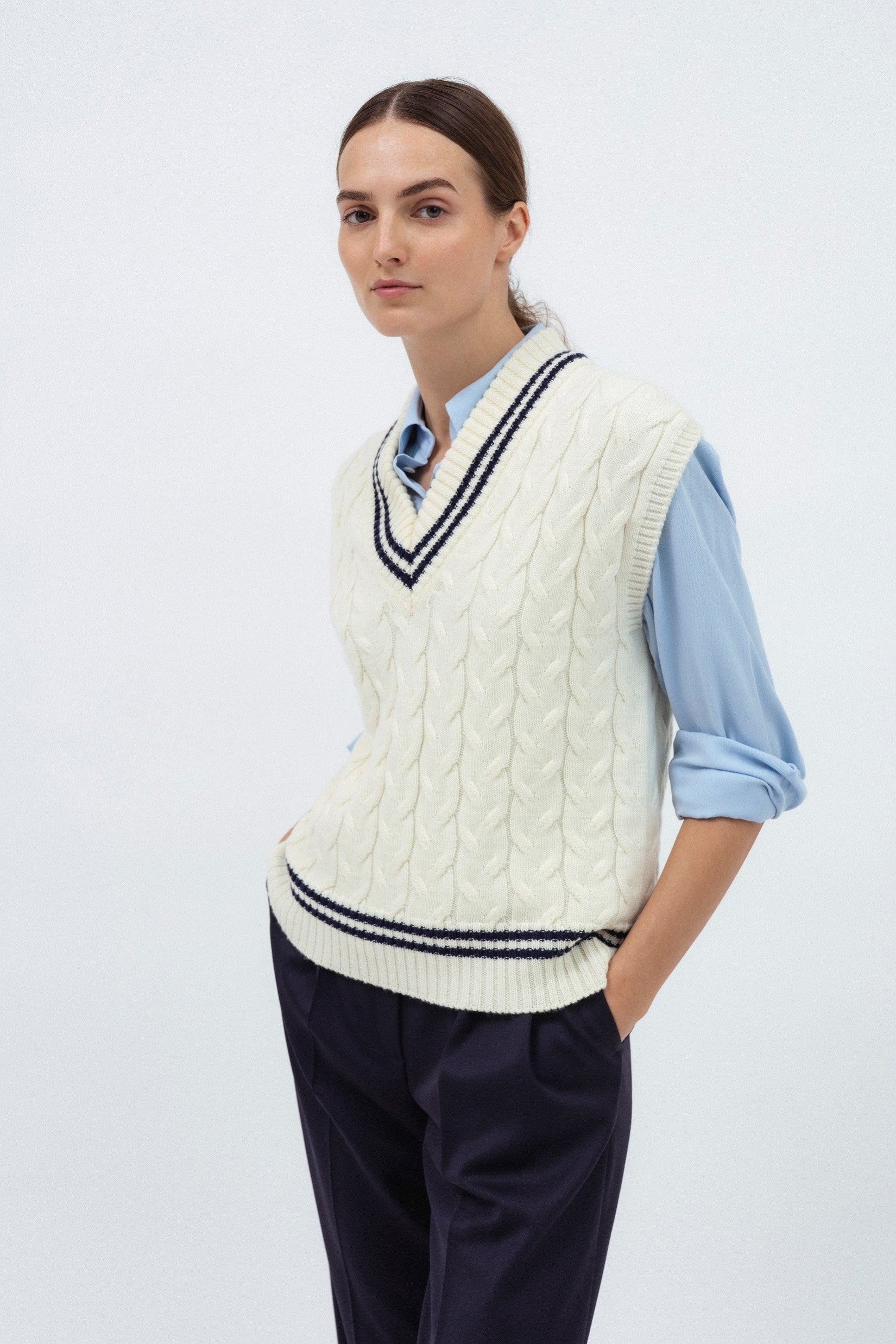 MILK MERINO WOOL KNIT VEST