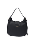 BLACK LEATHER HANDBAG WITH GOLDEN DETAILS