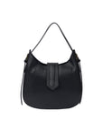 BLACK LEATHER HANDBAG WITH GOLDEN DETAILS