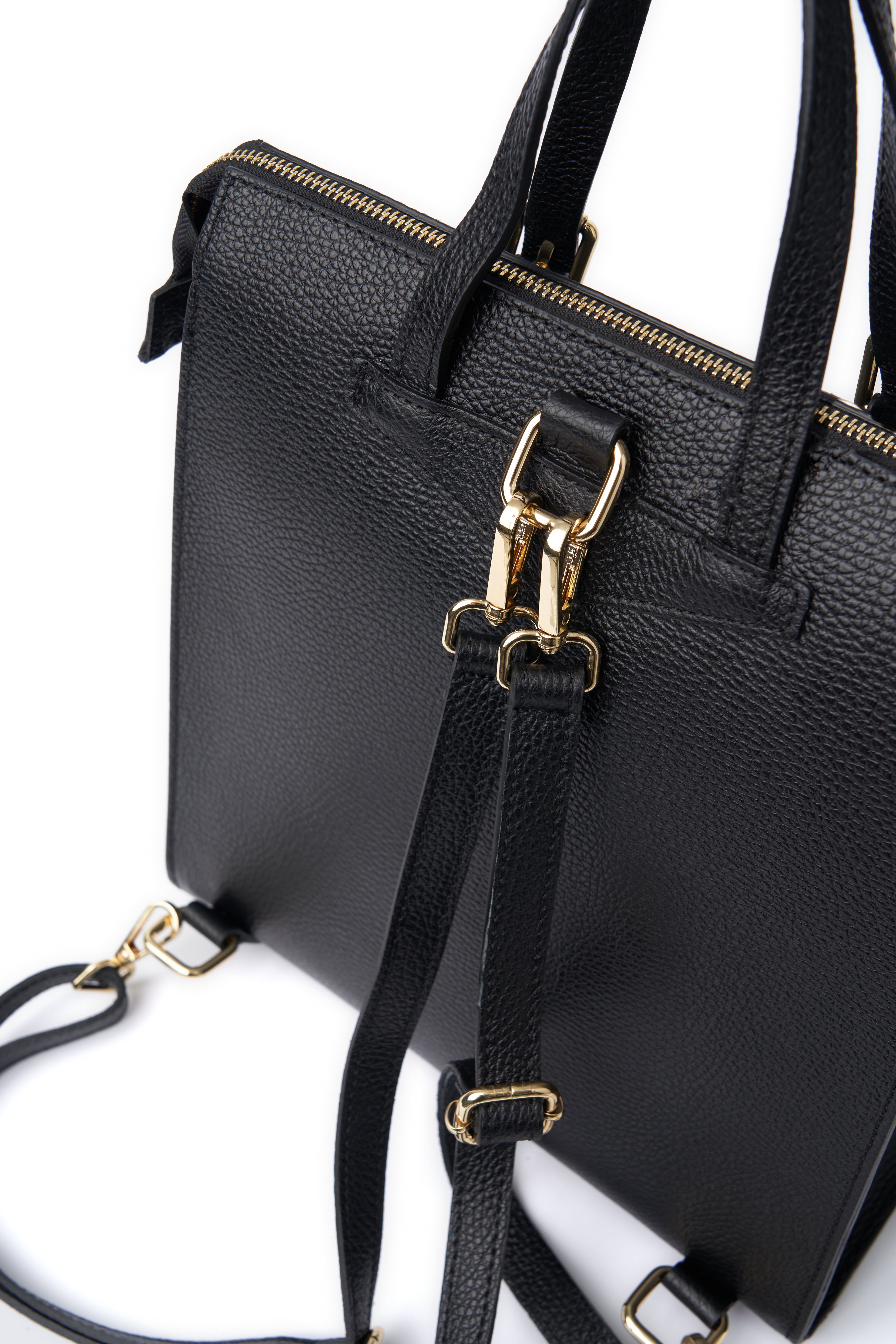 2in1 LEATHER BLACK HANDBAG