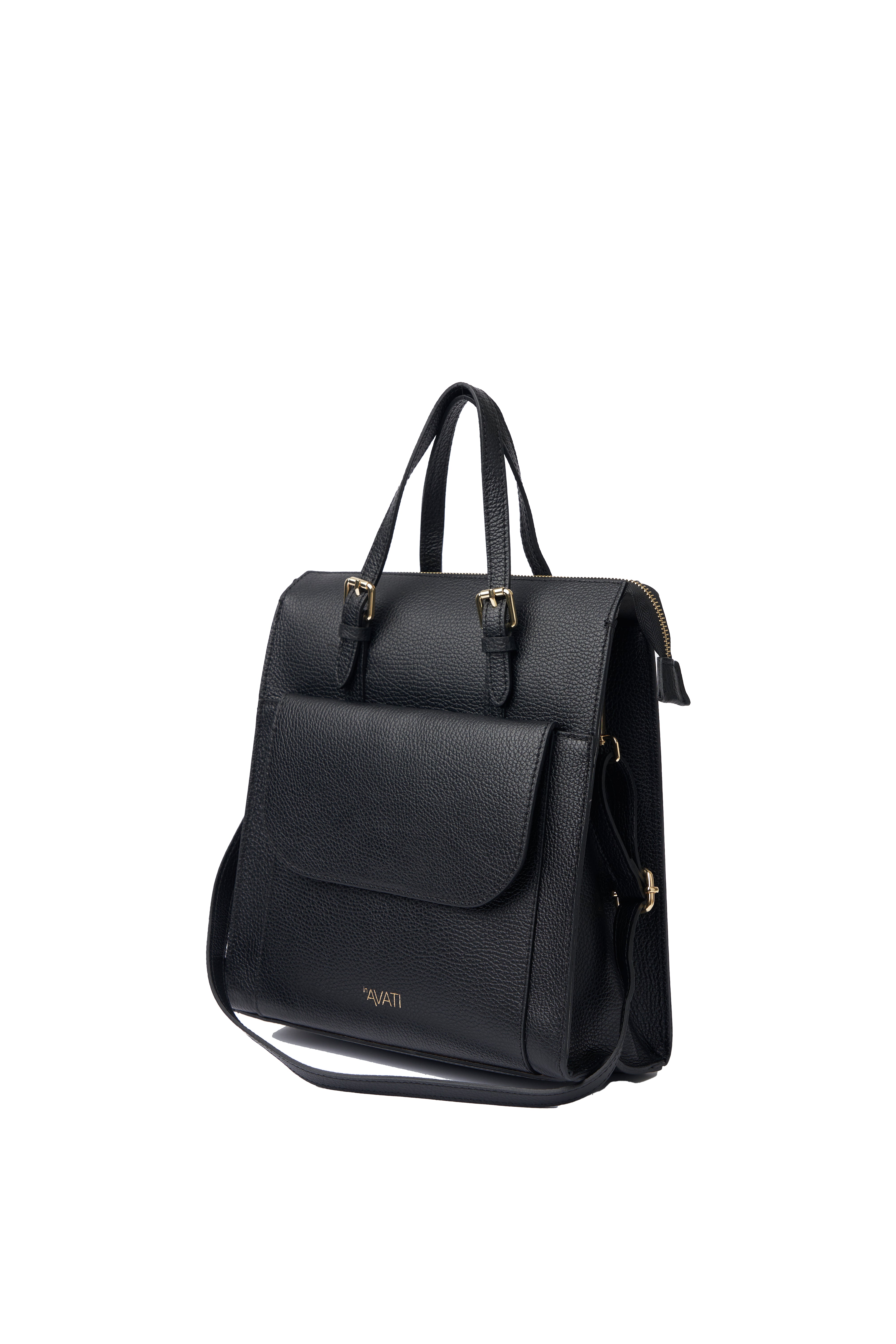 2in1 LEATHER BLACK HANDBAG