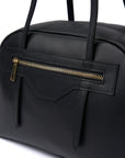 LEATHER BLACK HANDBAG WITH LONG HANDLES