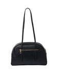 LEATHER BLACK HANDBAG WITH LONG HANDLES