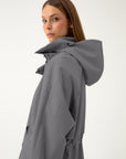 GREY RAINCOAT WITH HIDDEN HOOD