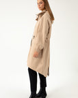 SAND COLORED RAINCOAT WITH HIDDEN HOOD