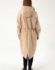 SAND COLORED RAINCOAT WITH HIDDEN HOOD