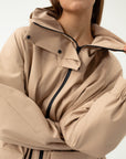 SAND COLORED RAINCOAT WITH HIDDEN HOOD