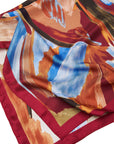 100% SILK SCARF WITH BURGUNDY EDGES